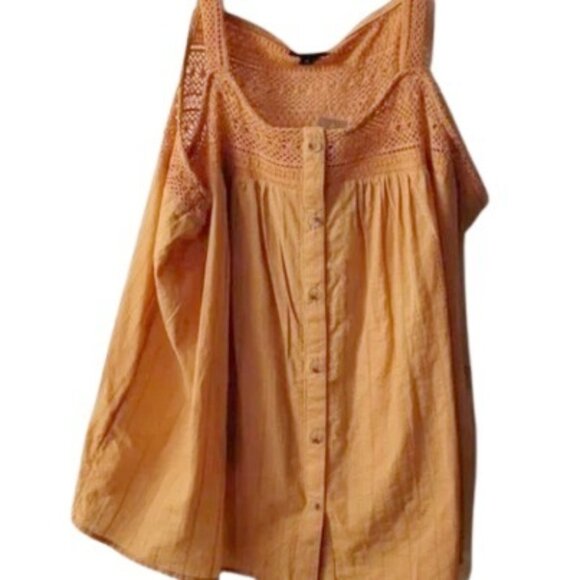 Torrid Womens Gauze Crochet Button Front Tank Top In Peach Bloom Plus 3X - Picture 5 of 6